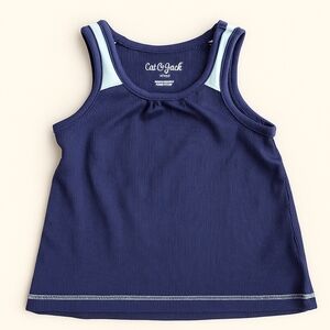 M7) Cat & Jack Girls Navy Ribbed Tank Top – Size 2T